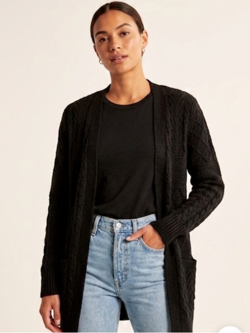 Faded Glory Open Front Black Cardigan